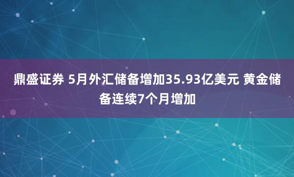 鼎盛证券 5月外汇储备增加35.93亿美元 黄金储备连续7个月增加
